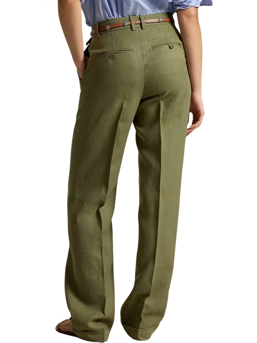 Polo Ralph Lauren High-Waisted Straight Trousers In Linen And Hemp Blend