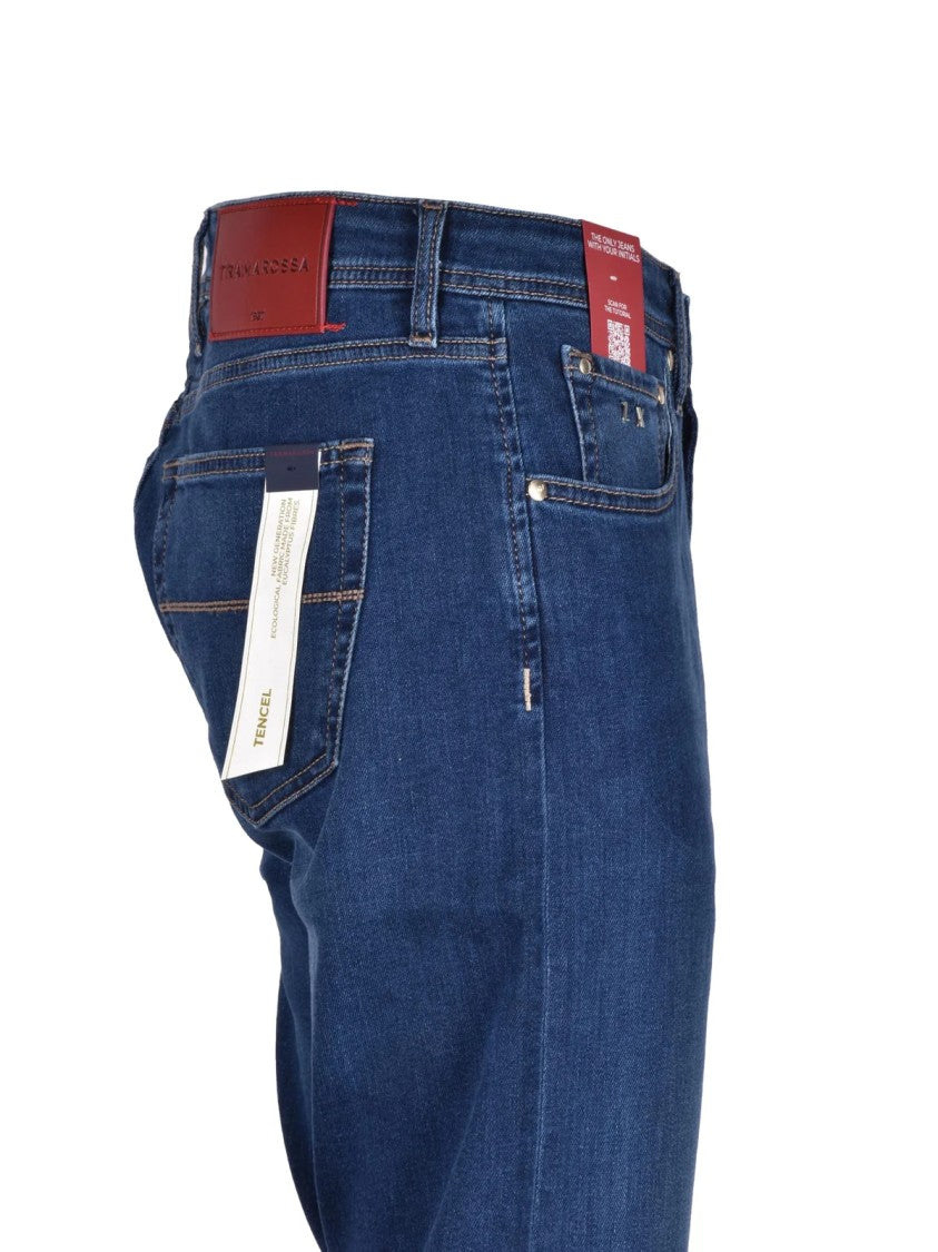 Tramarossa Tailored Blue Slim Fit Jeans With Five-Pocket Design