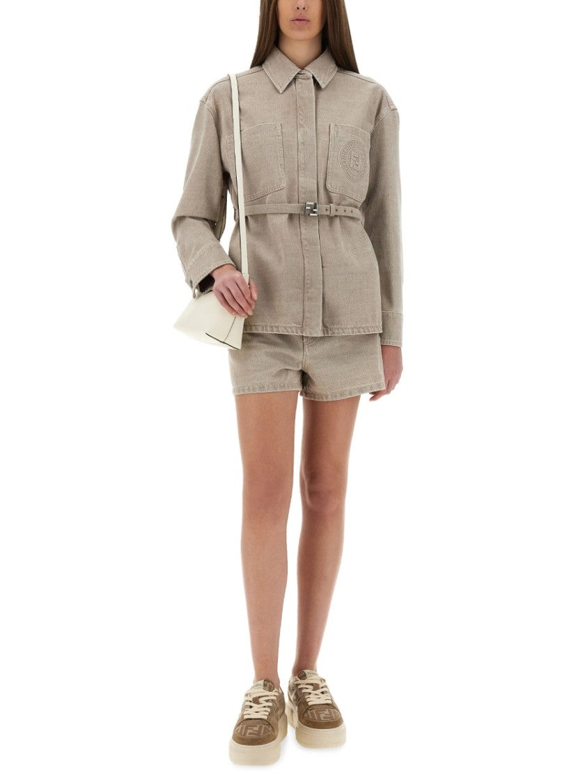 Fendi High-Waisted Denim Shorts