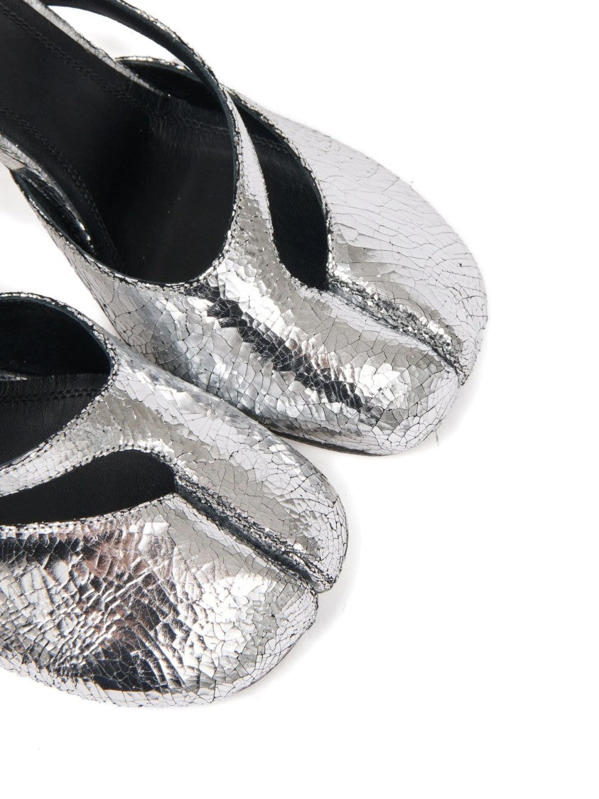 Maison Margiela Tabi Broken Mirror Pump Sandal With Adjustable Ankle Strap