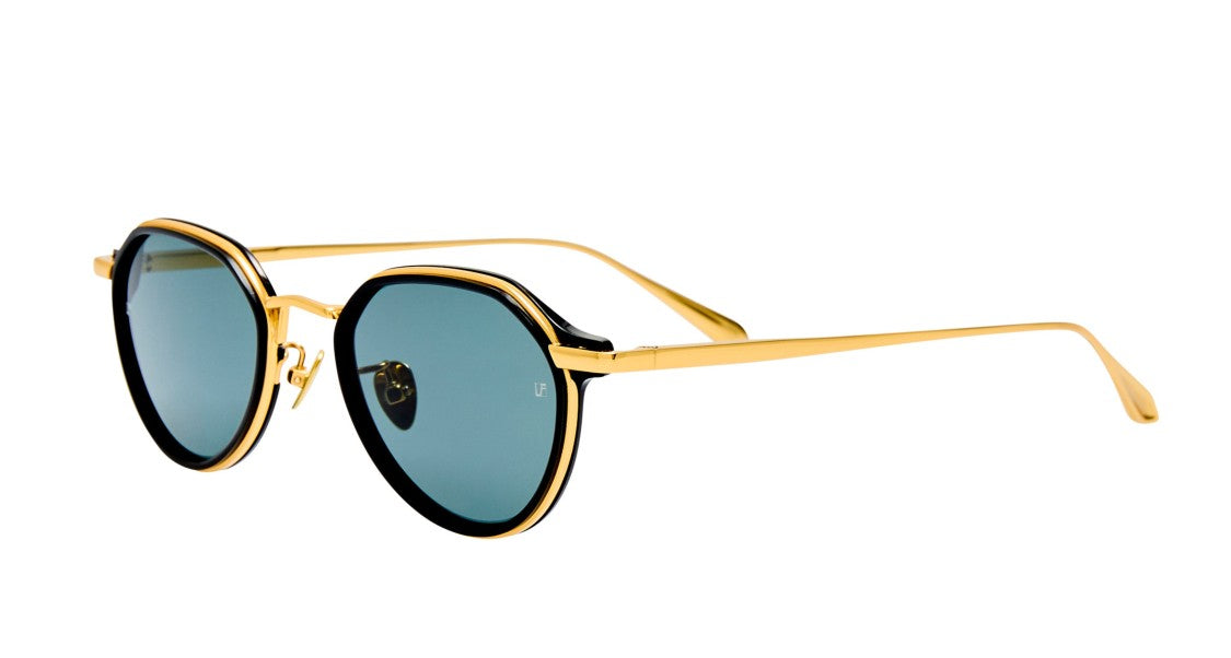 Linda Farrow Lfl Geometric Octagonal Sunglasses In Gold-Tone Titanium