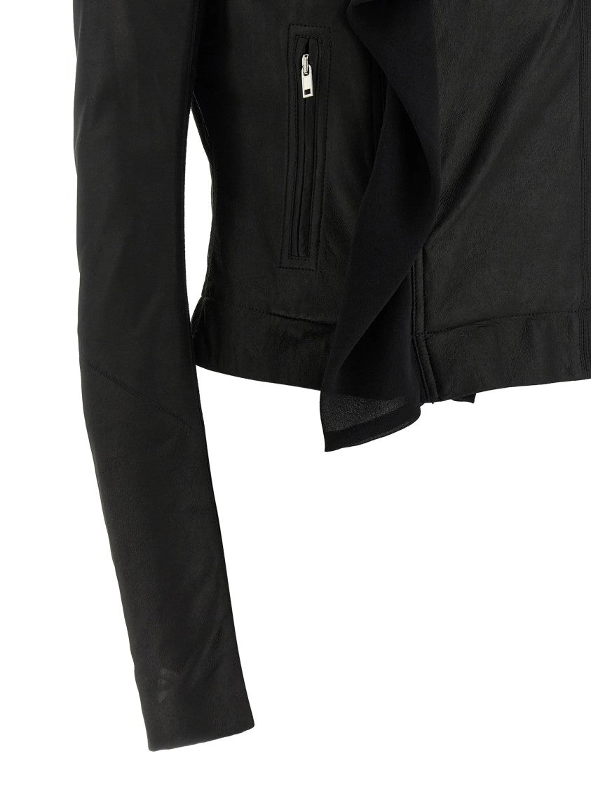 Rick Owens Scarf Biker Cropped Leather Jacket