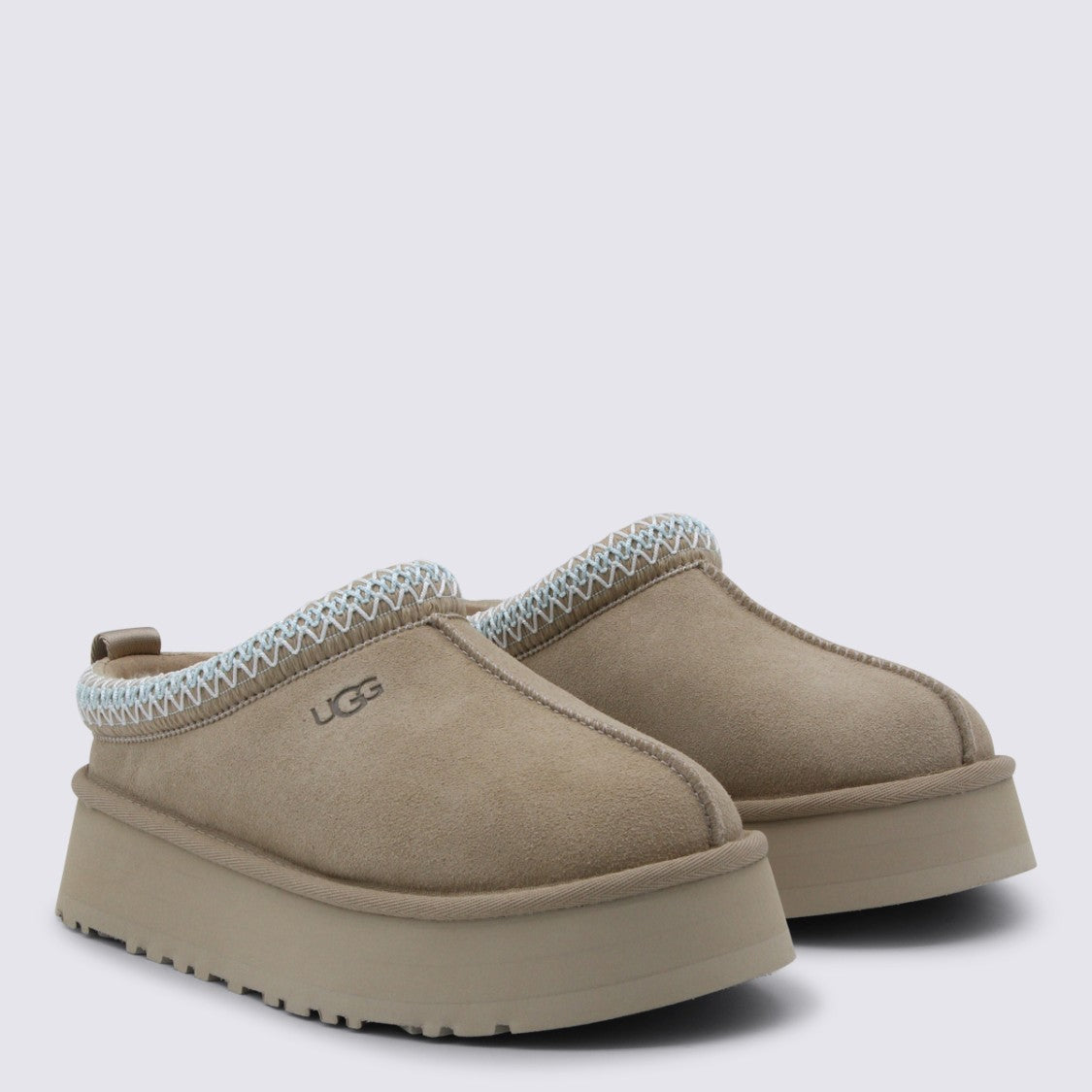 Ugg Slip-On Brown Suede Flats With Decorative Stitching