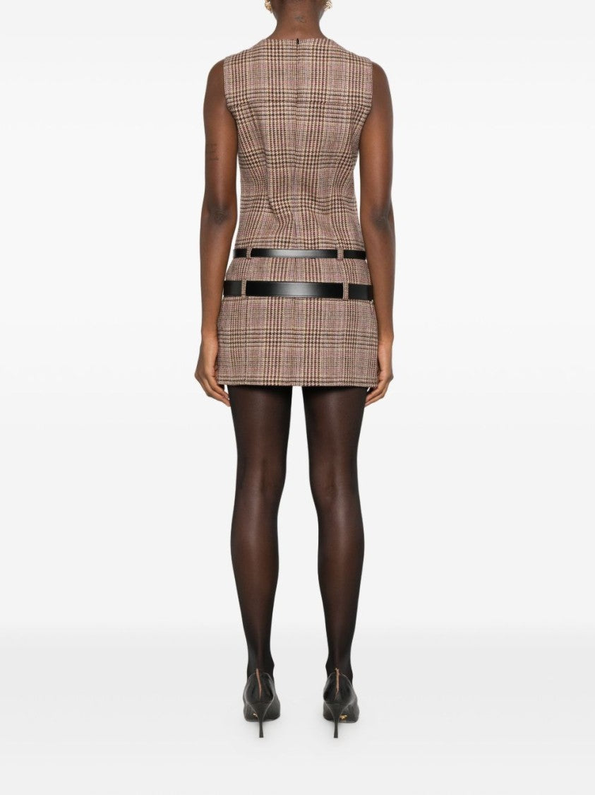 Coperni Checkered Brown Mini Dress