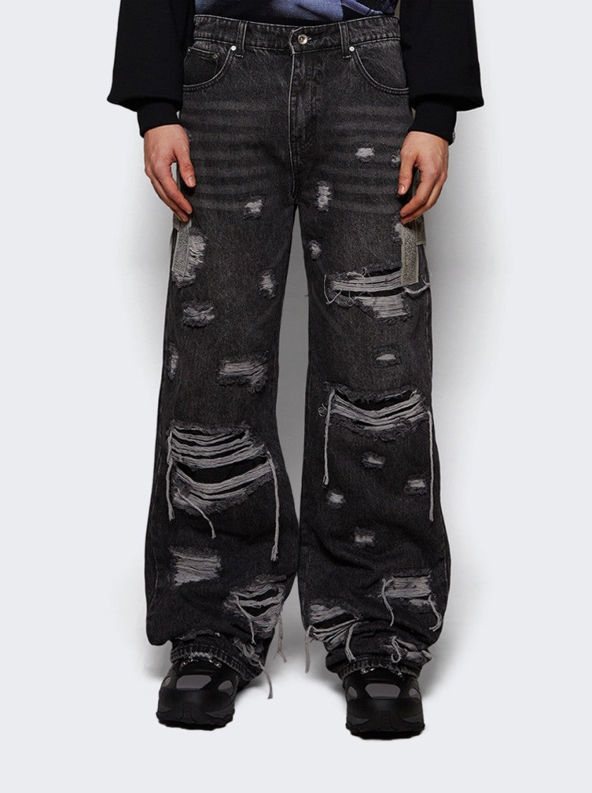 Who Decides War Side Patch Relaxation Denim Jeans - Vintage Grey