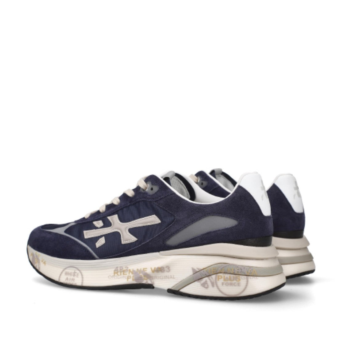 Premiata Blue Moerun Suede And Ripstop Technical Fabric Sneakers