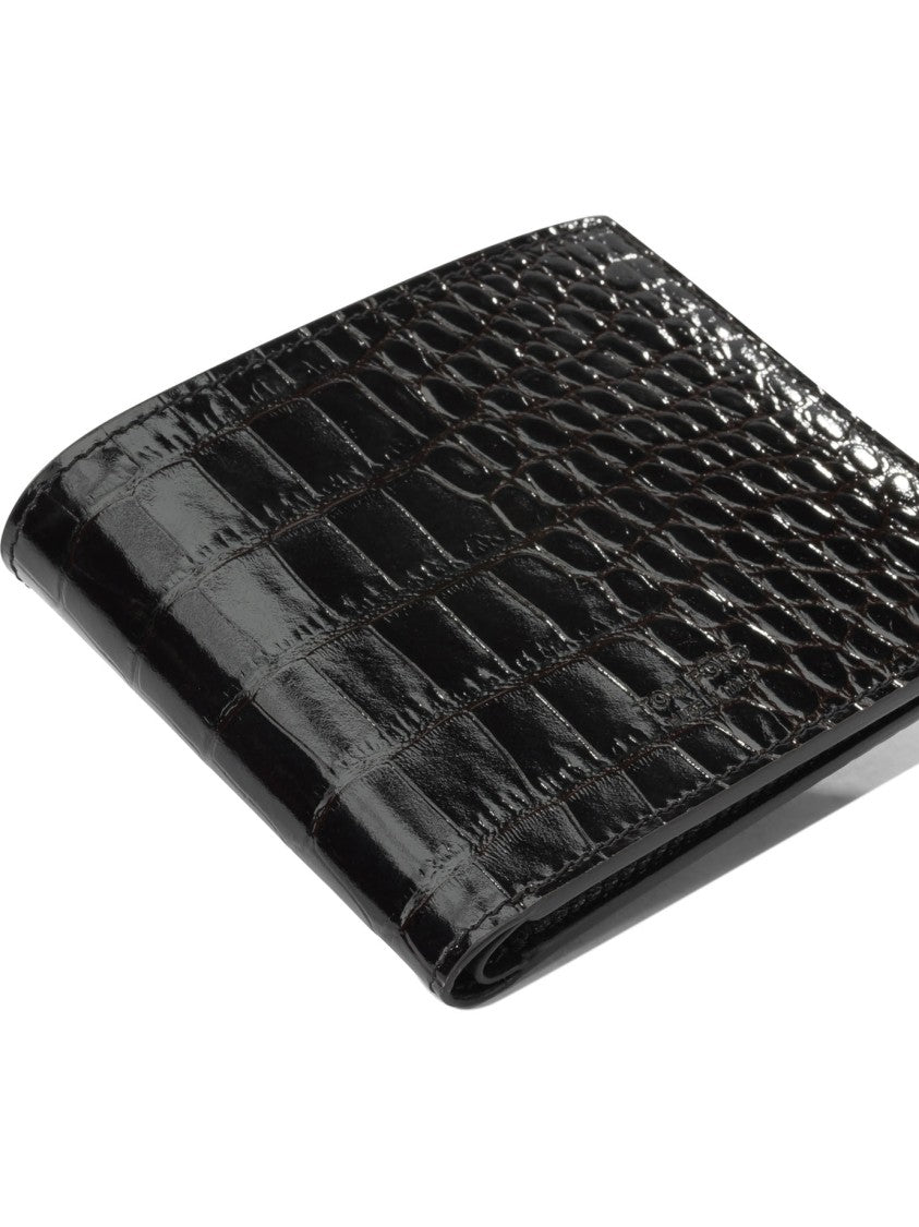 Tom Ford Crocodile-Effect Bi-Fold Wallet