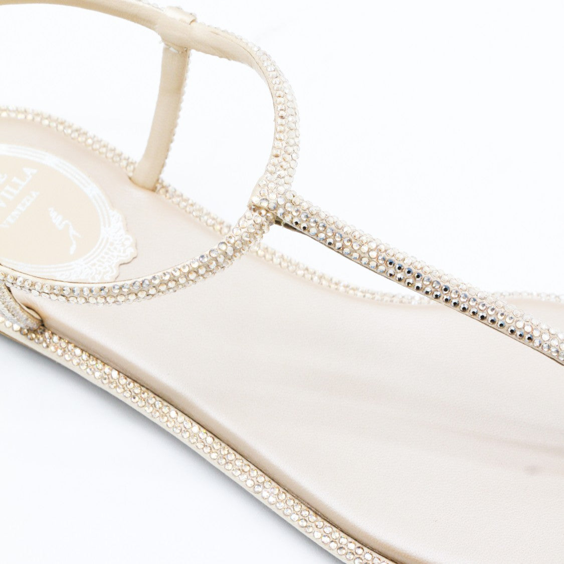 René Caovilla White Leather Flats