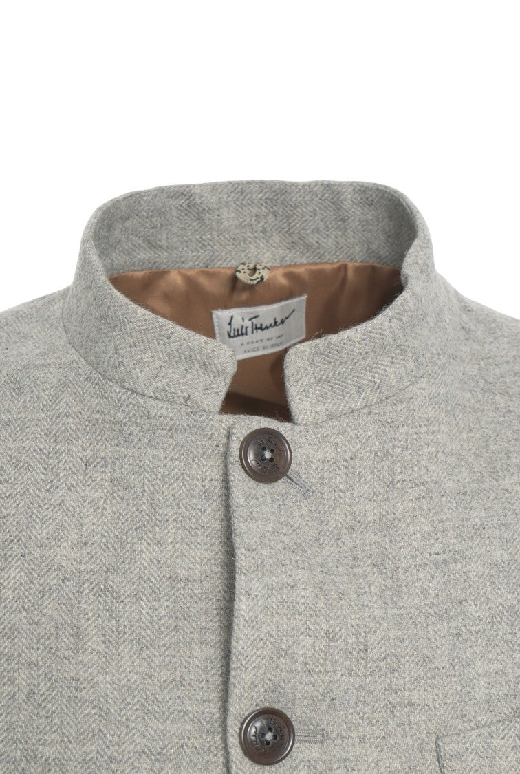 Luis Trenker Refined Korean Collar Blazer With Rounded Hem