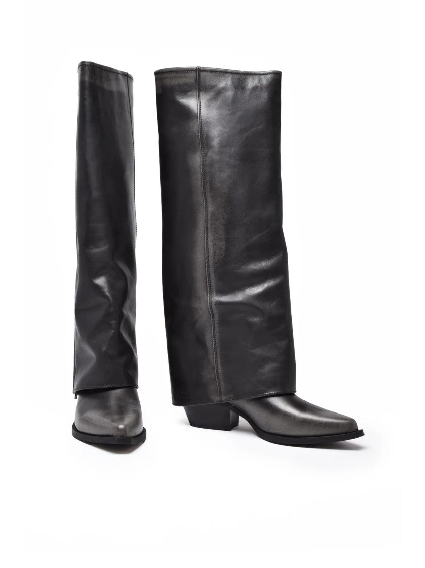 Metisse Grey Leather Texan Boots