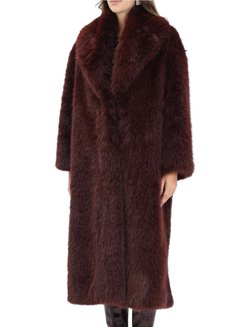 Elisabetta Franchi Faux Fur Coat With Classic Lapels And Hook-And-Eye Closure