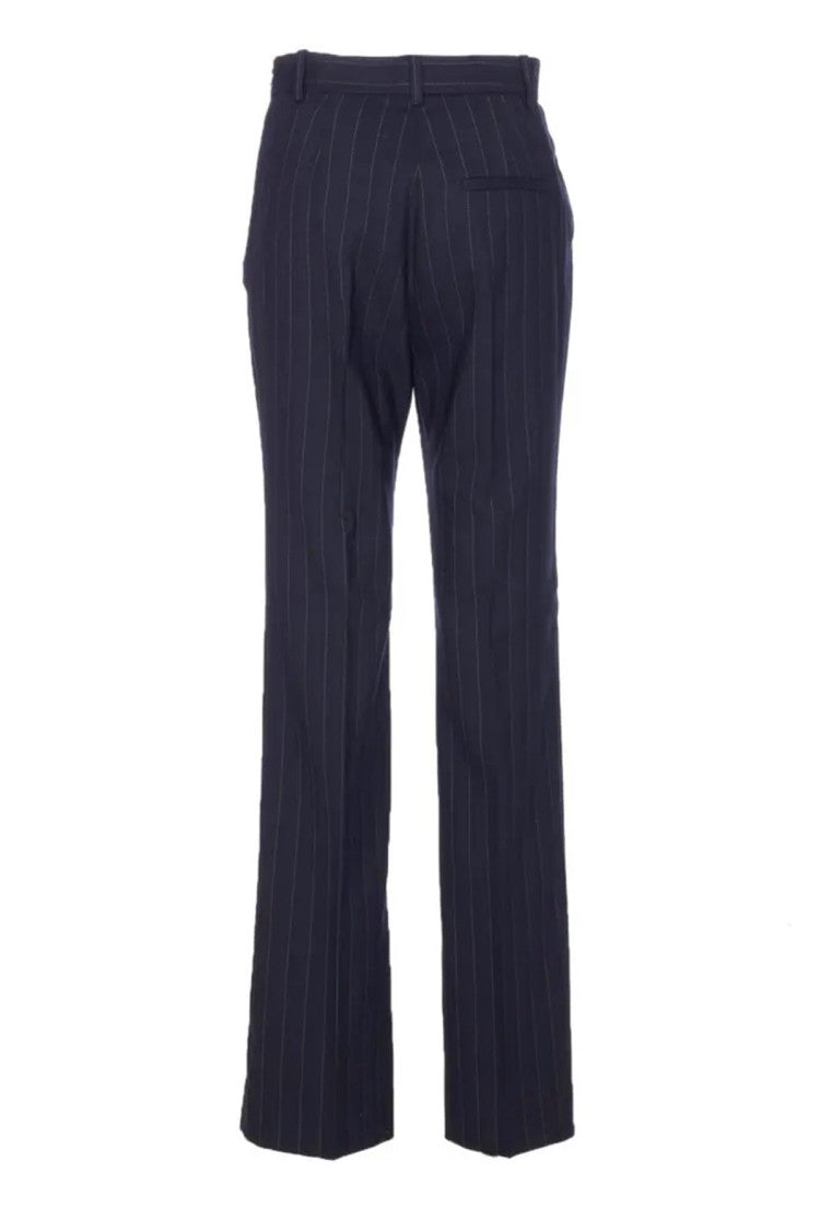 Pinko Blue Pinstripe Wool-Blend Wide-Leg Pants