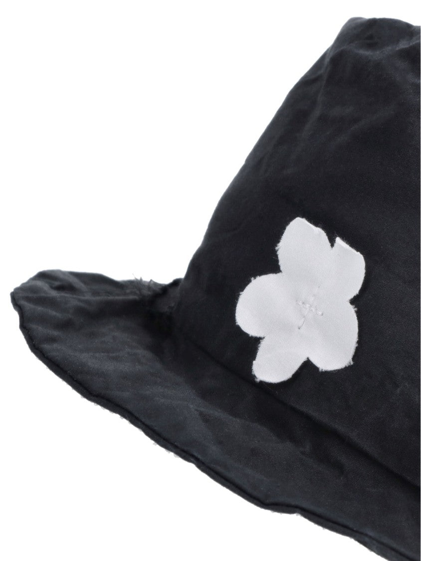 Scha Black Round Crown White Floral Hat