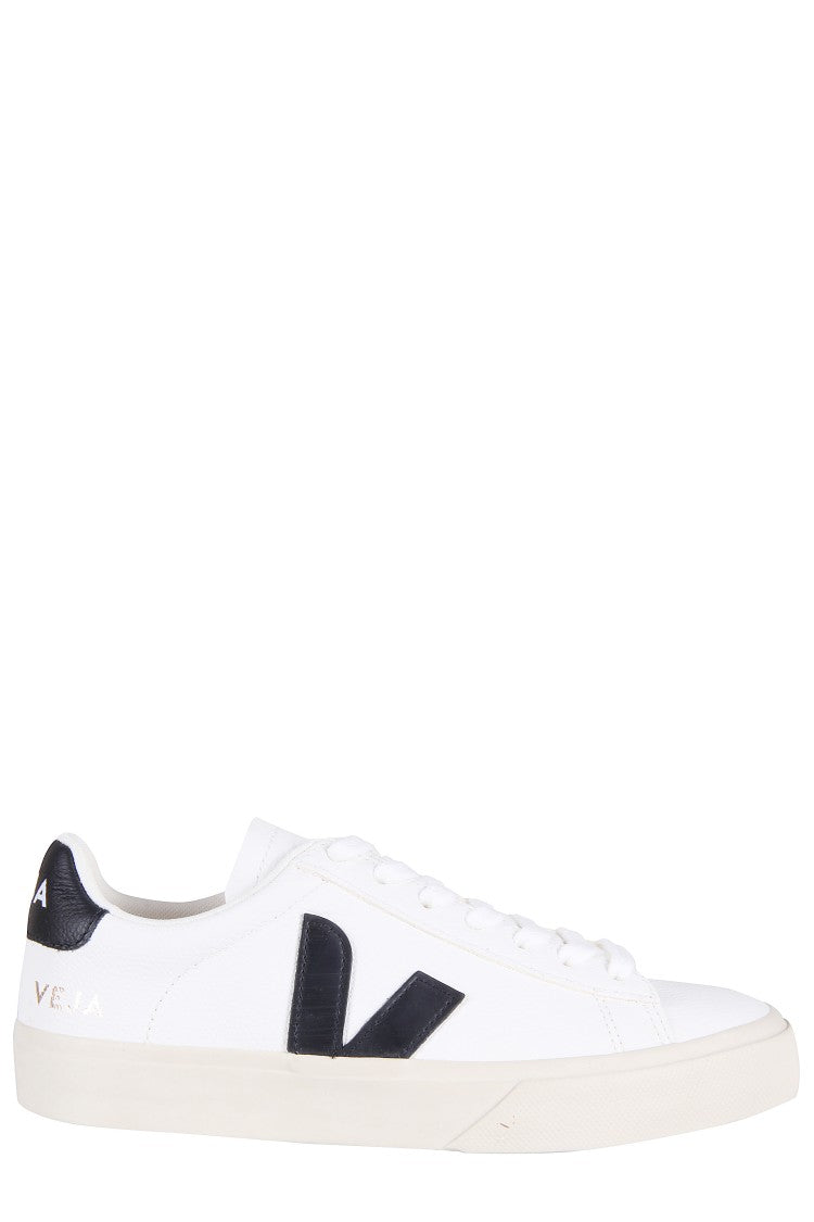 Veja White Campo Leather Inserts Leather Sneakers