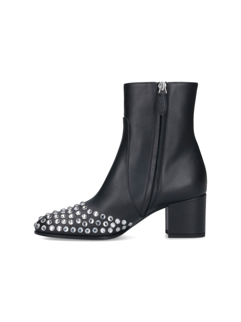 Alaïa Ankle Boots With Silver Rhinestone Detailing