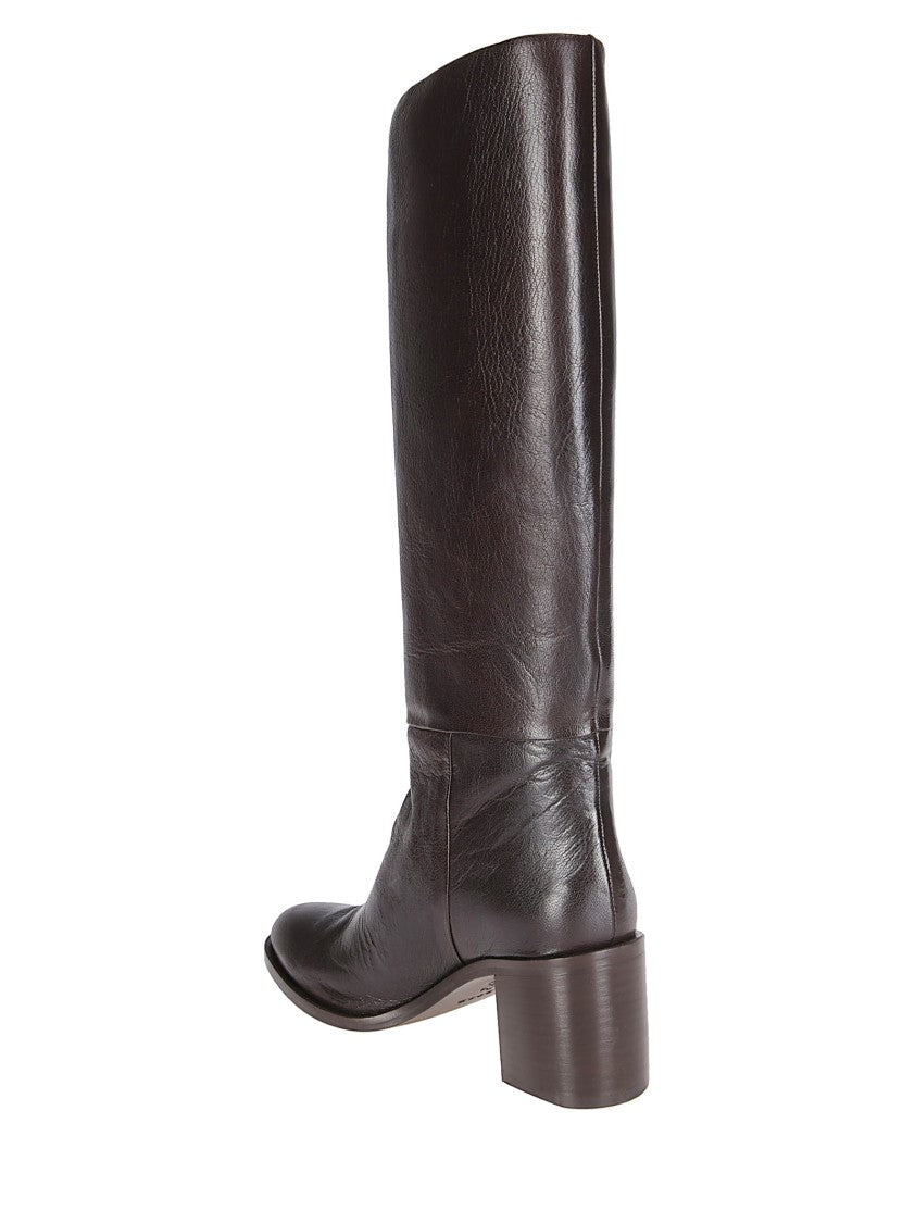 P.A.R.O.S.H. Mid-Heeled Leather Boots With Minimalist Design