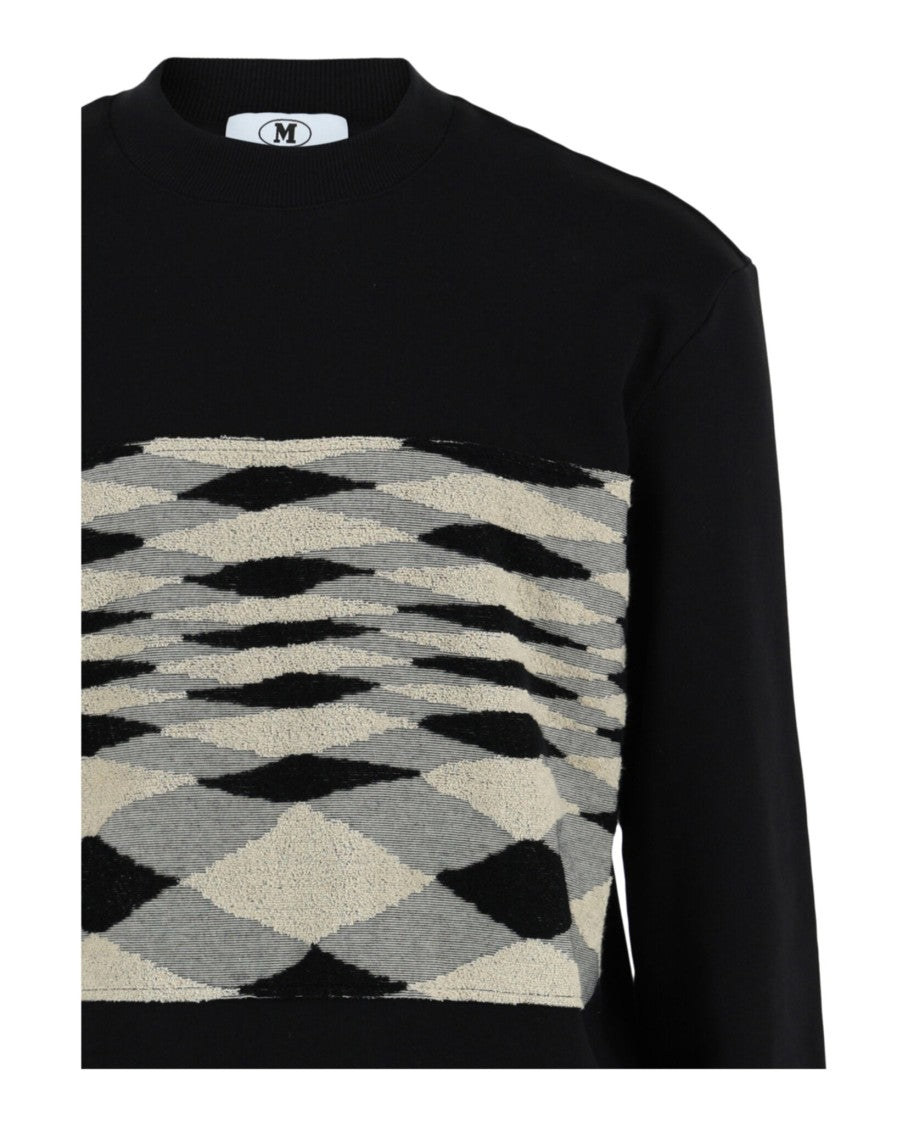 M Missoni Zigzag Patterned Crewneck Sweatshirt In Textured Fabric