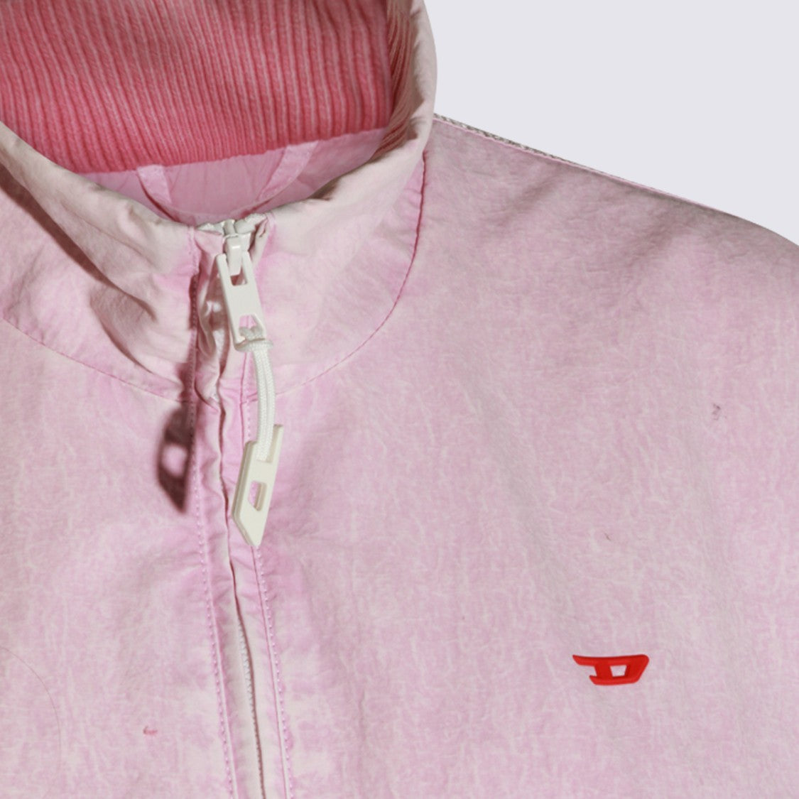 Diesel Cropped Pastel Pink Jacket With High Collar