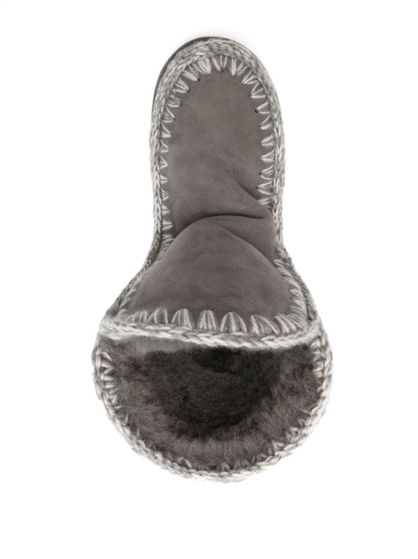 Mou Grey Ankle Boots With Plush Sheepskin Lining