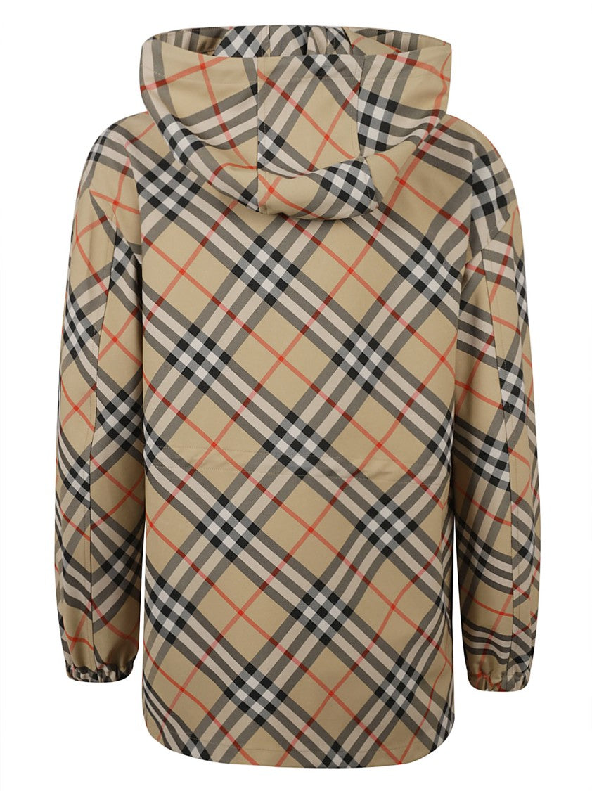 Burberry Classic Check Pattern Hooded Coat
