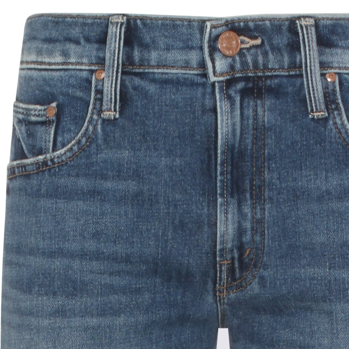 Mother Straight-Leg Jeans In Medium Blue Denim