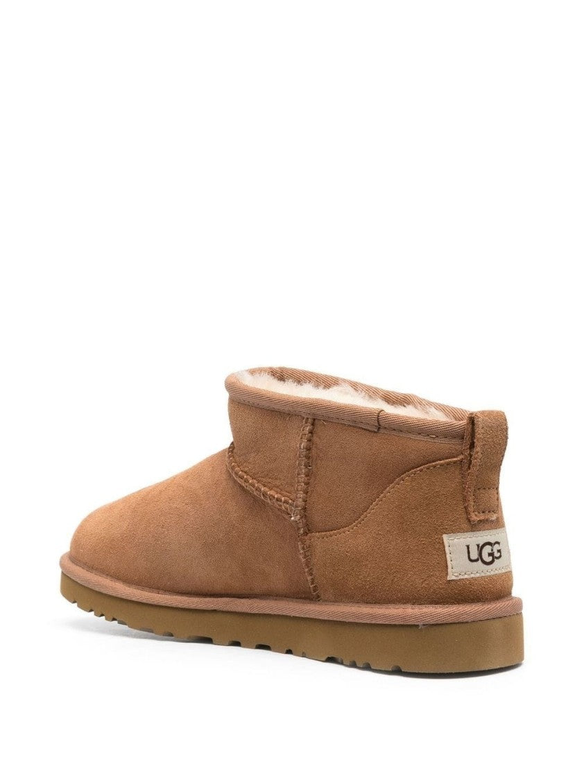 Ugg Plush Twinface And Leather Ultra Mini Boots