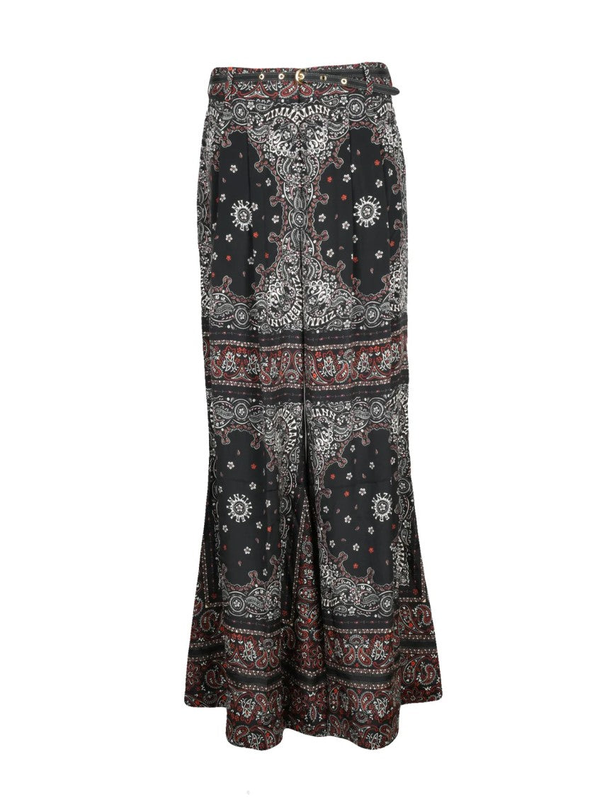 Zimmermann Wide-Leg Trousers With Pleated Waist And Paisley Design