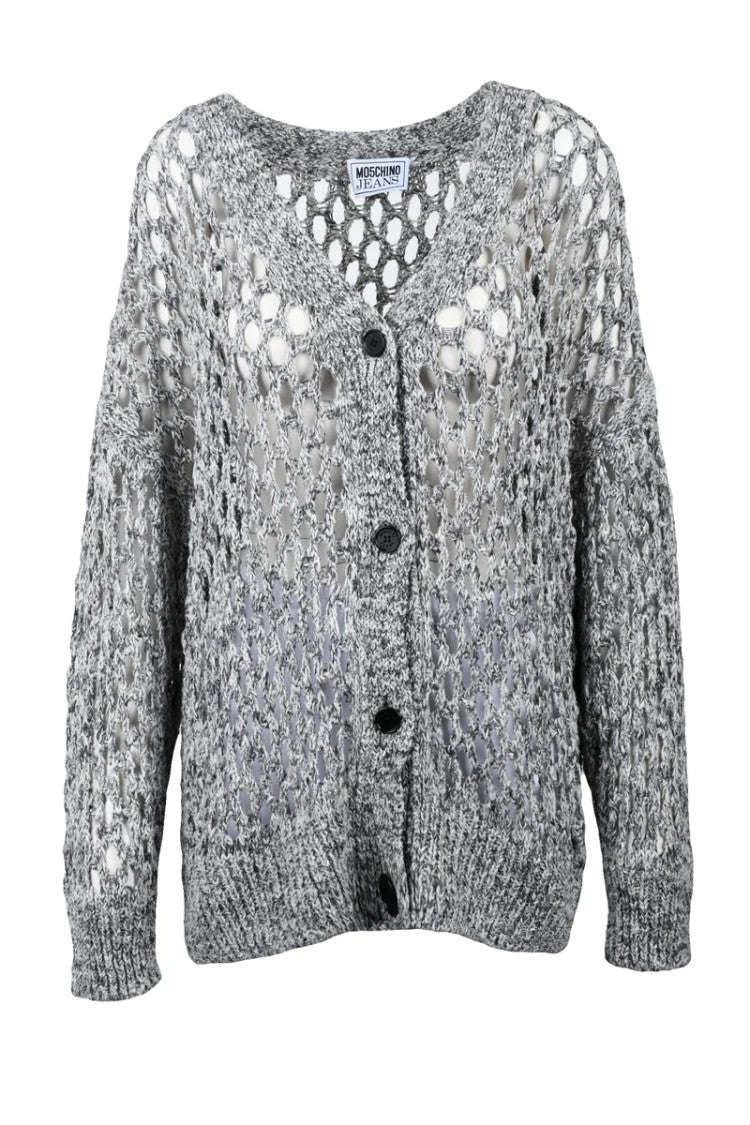 Mo5ch1no Jeans Perforated Cardigan - Grey
