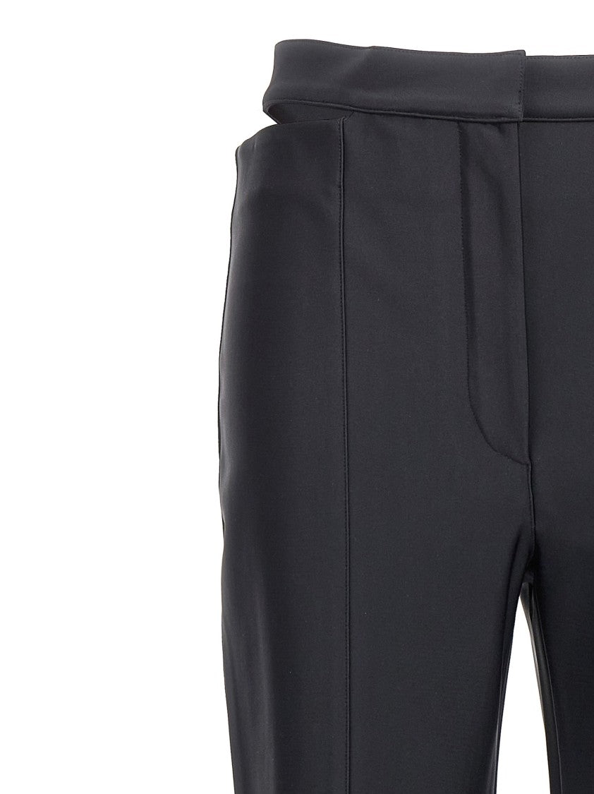 Mugler Flared Black Pants With Stylish Split Detail