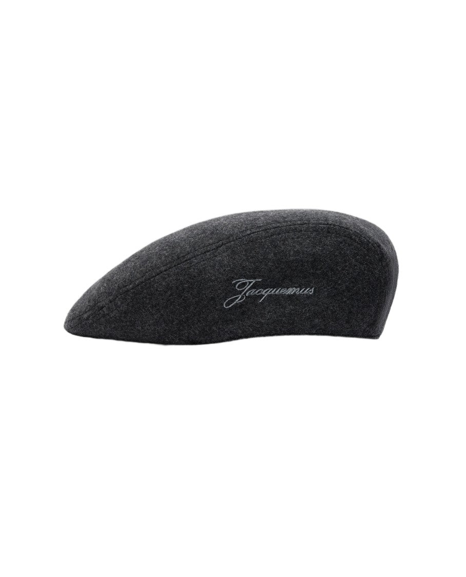 Jacquemus Dark Grey Le Beret Valerie Virgin Wool Flat Beret