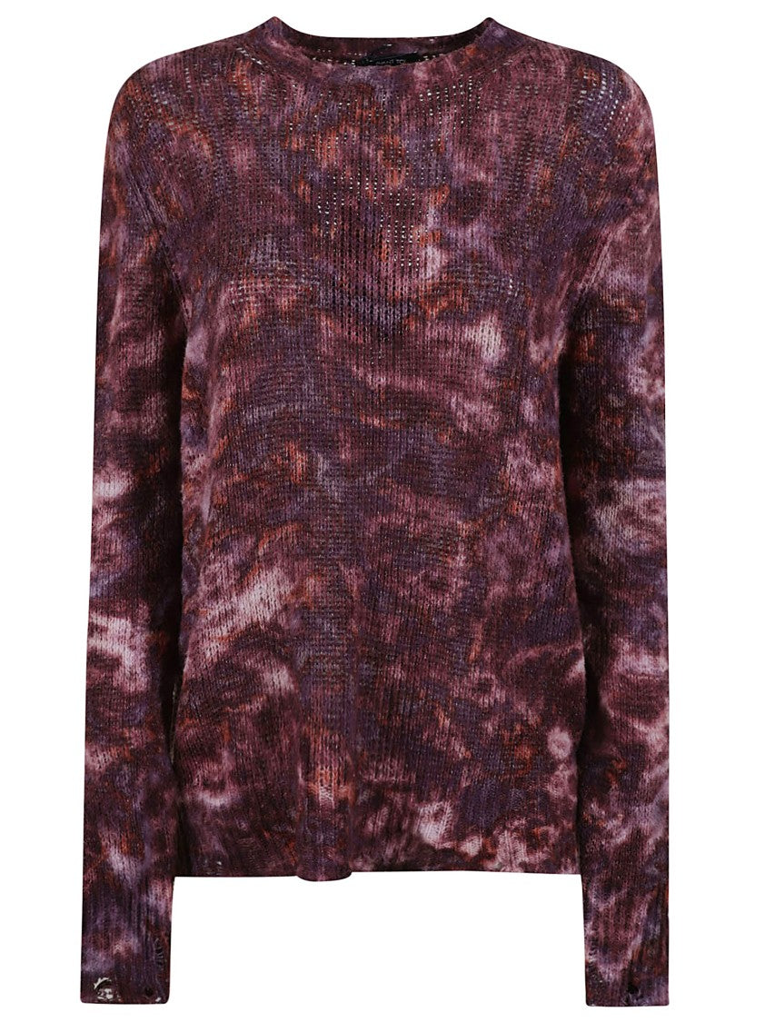 Avant Toi Tie-Dye Long-Sleeved Top With Textured Knit