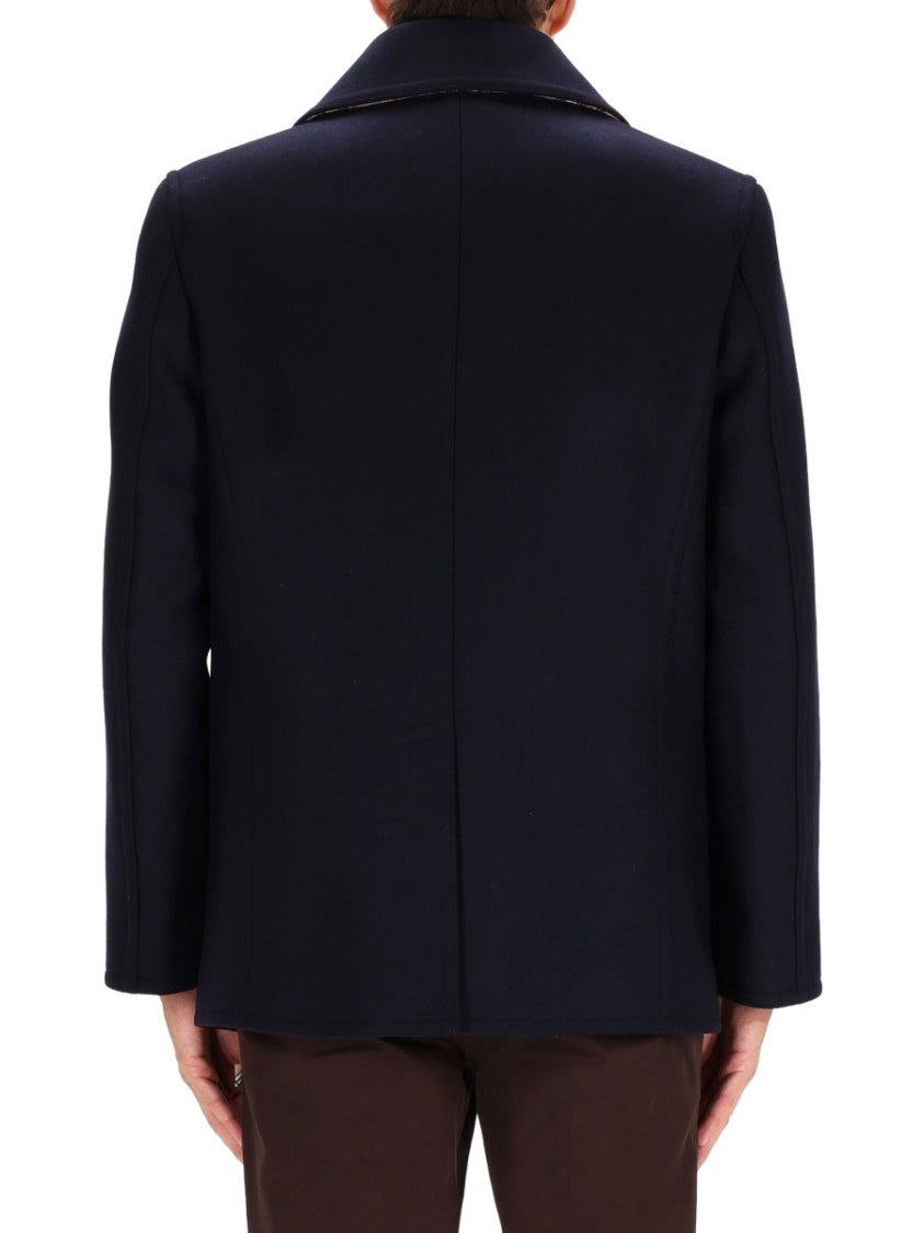 Burberry Double-Breasted Navy Wool Peacoat