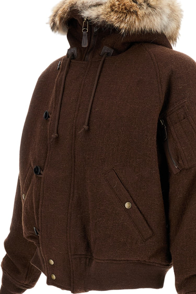 Kaptain Sunshine Brown Zip-Up Coat With Fur Collar And Practical Detailing