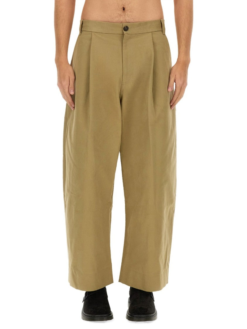 Studio Nicholson Neutrals Sorte Wide-Leg Cropped Cotton Pants