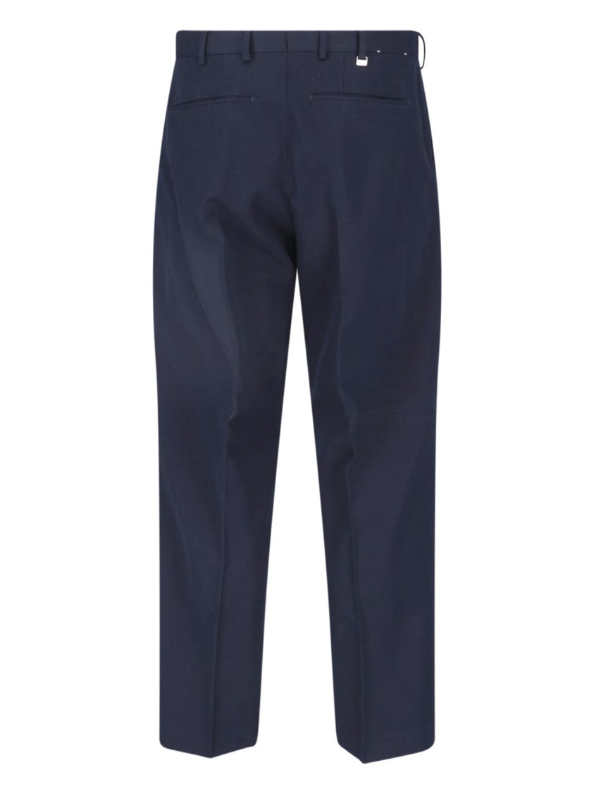 Pt Torino Blue High-Waisted Pleated Virgin Wool-Blend Formal Pants