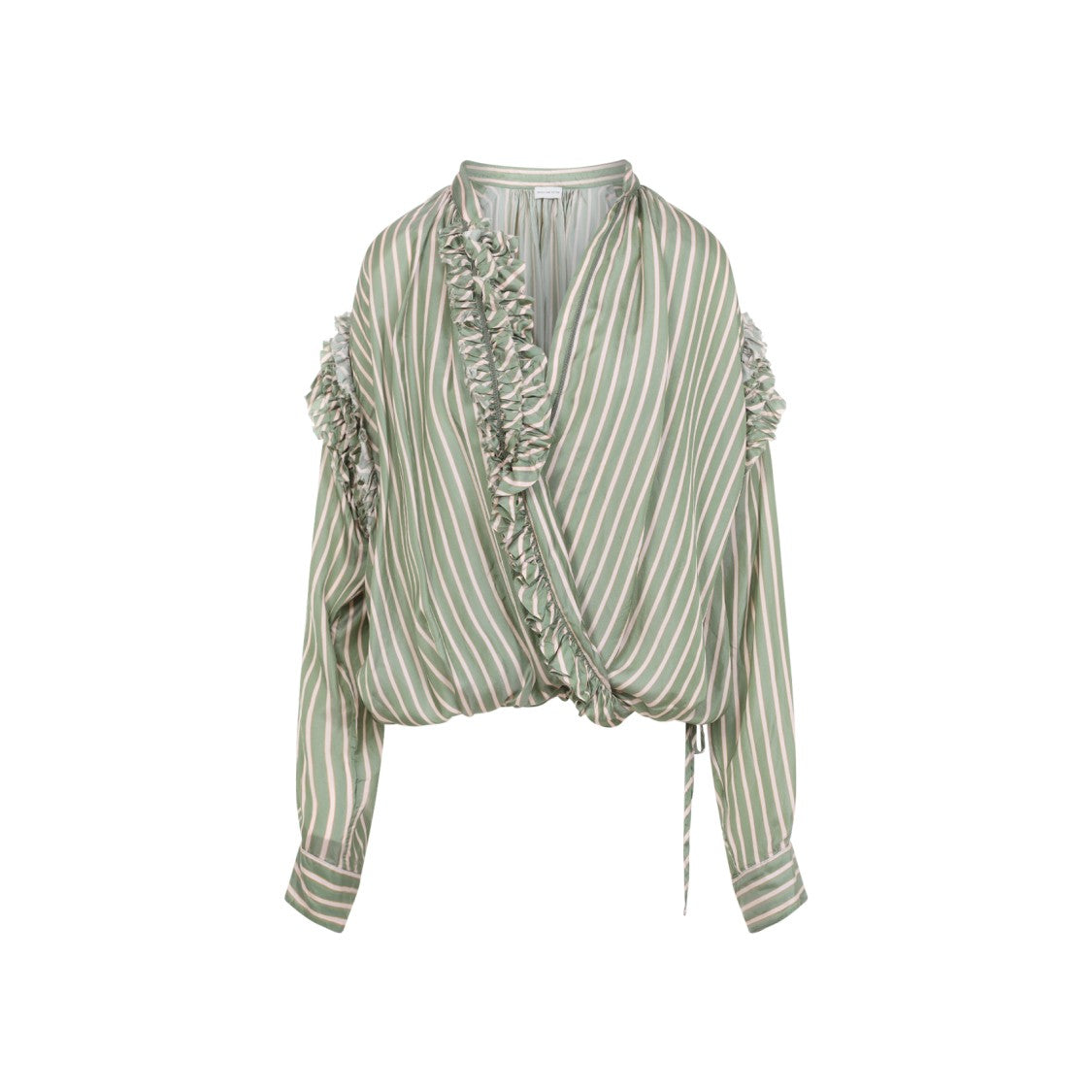 Dries Van Noten Wrap-Style Blouse With Ruffle Neckline