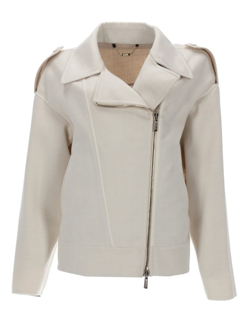 Moorer Neutrals Viana-J Asymmetrical Zipper Jacket