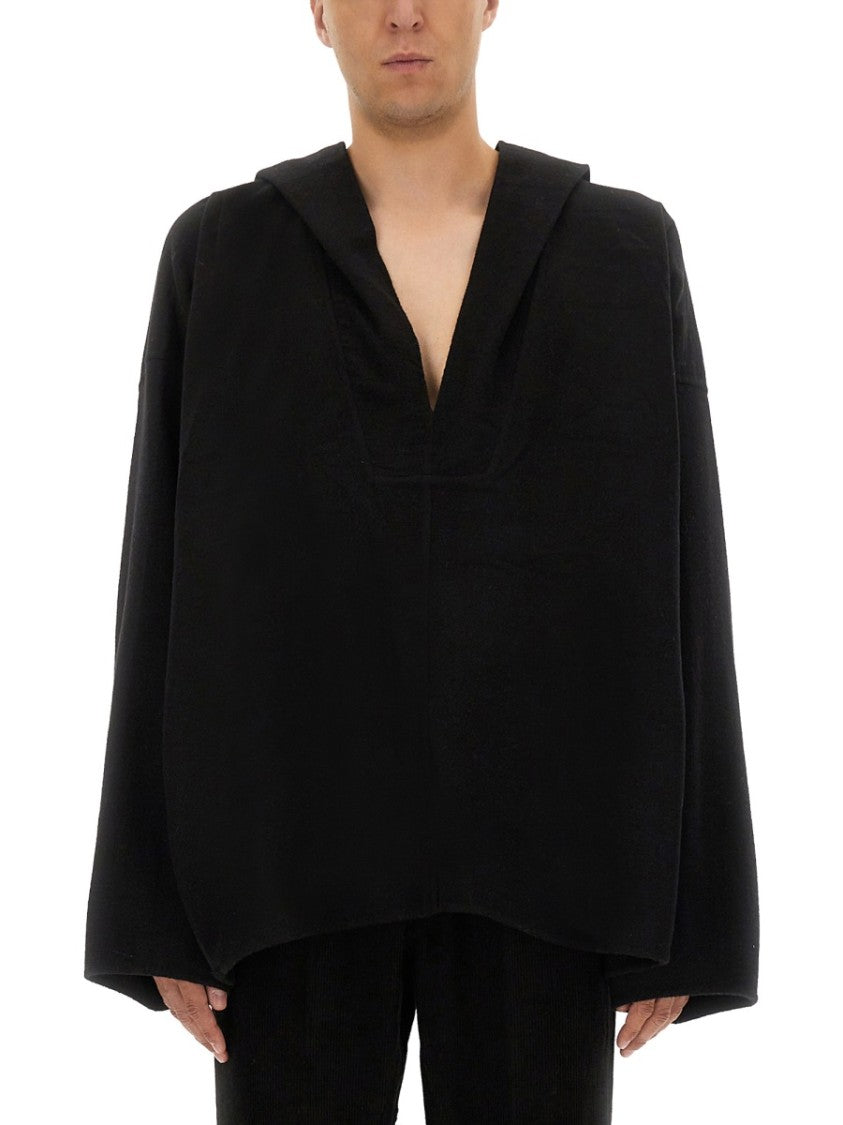 Rick Owens Hooded Caftan In Cashmere-Wool Blend