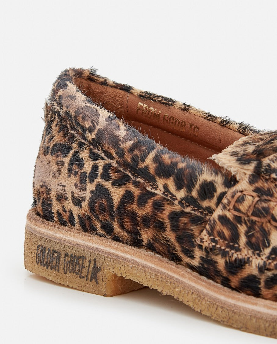 Golden Goose Jerry Leopard Print Horsy Leather Loafers