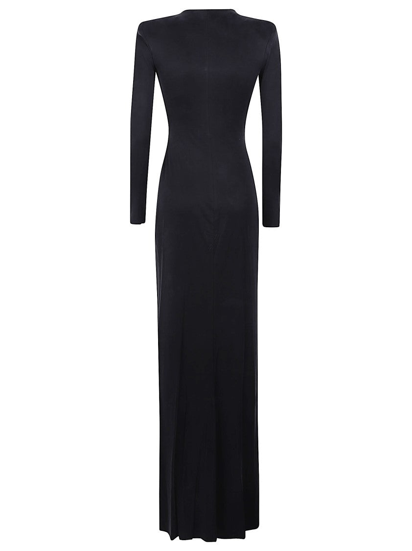 Elisabetta Franchi Maxi Deep V Cupro Dress