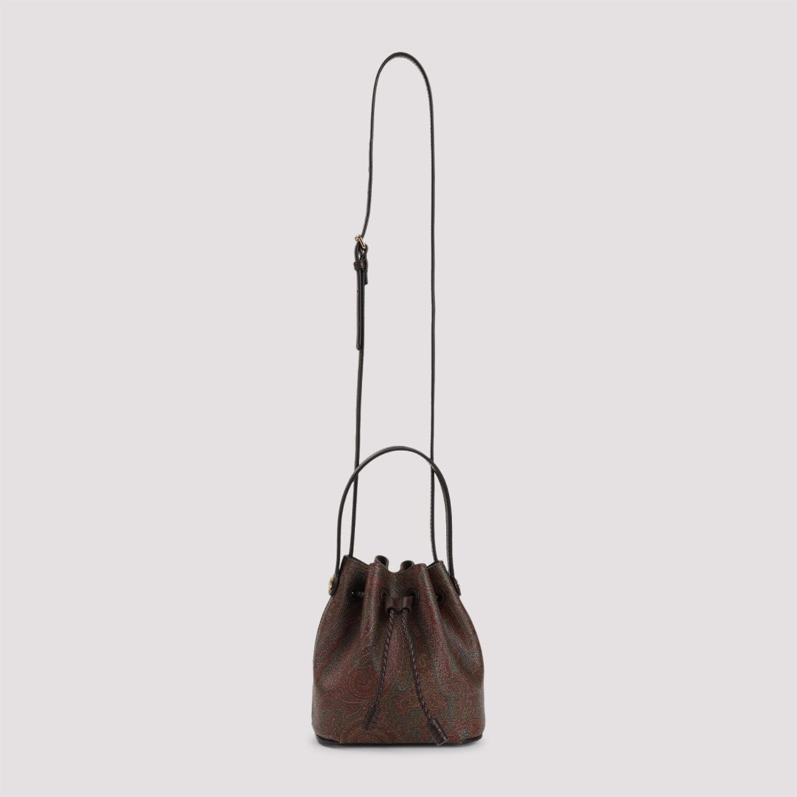 Etro Arnica Small Brown Cotton Bucket Bag