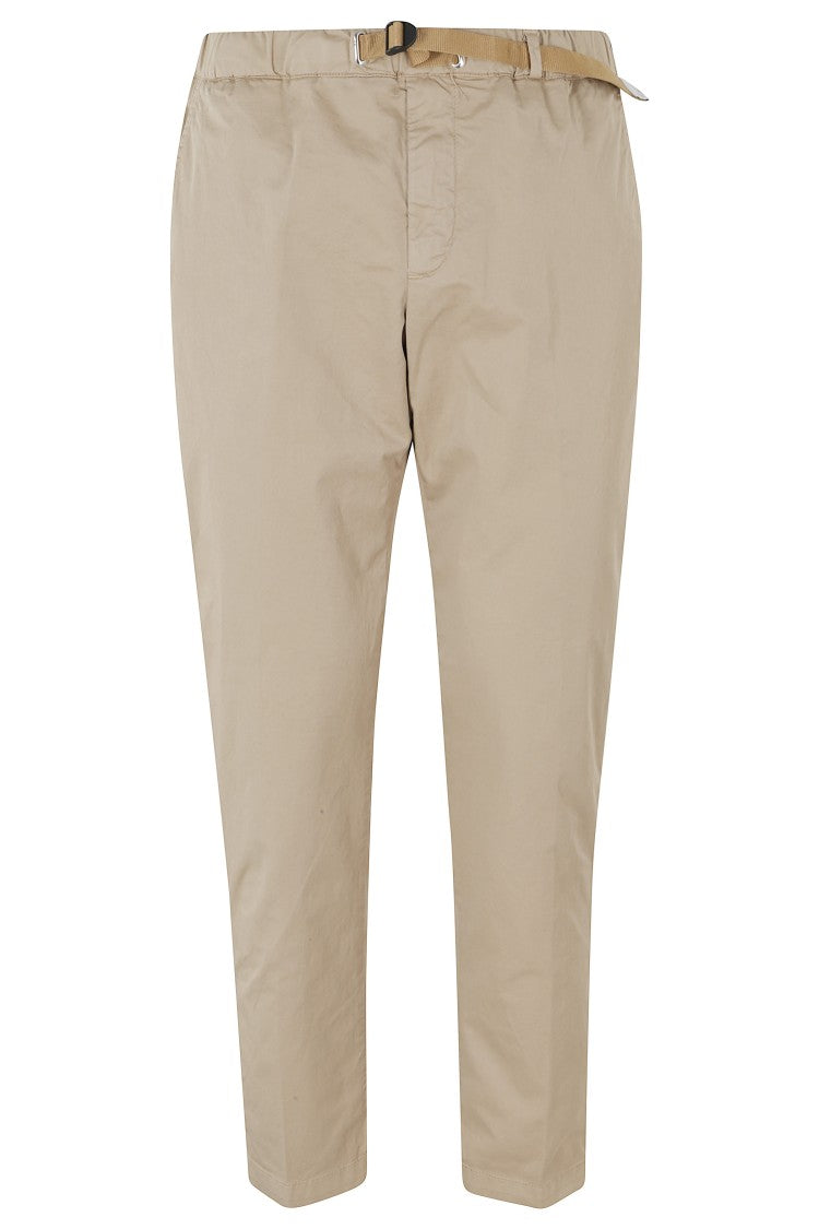 White Sand Sand Drawstring Elastic Waistband Cotton-Blend Straight-Leg Pants