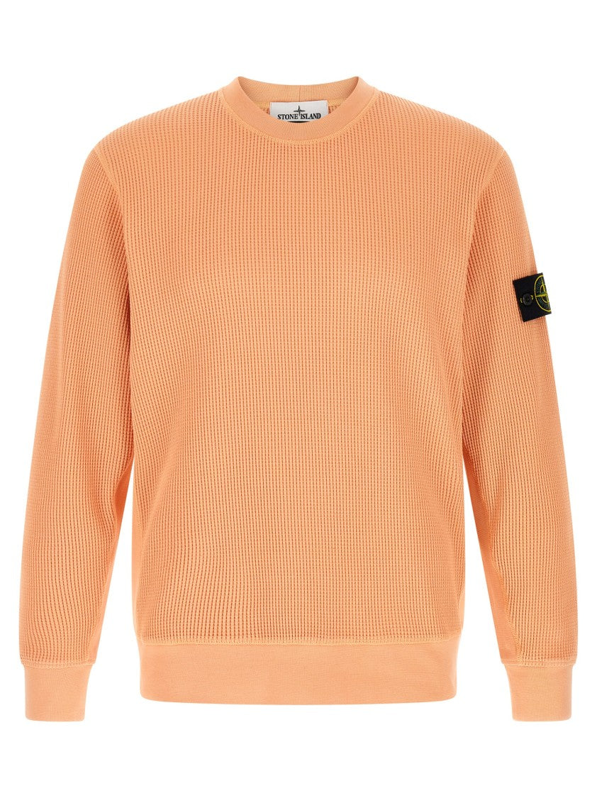 Stone Island Honeycomb Fleece Sweatshirt With Ribbed Side Inserts