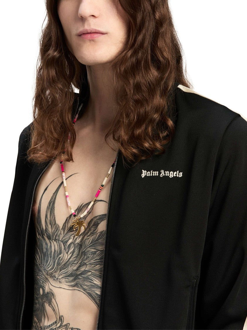 Palm Angels Black Jacket With High Collar And Zippered Pockets