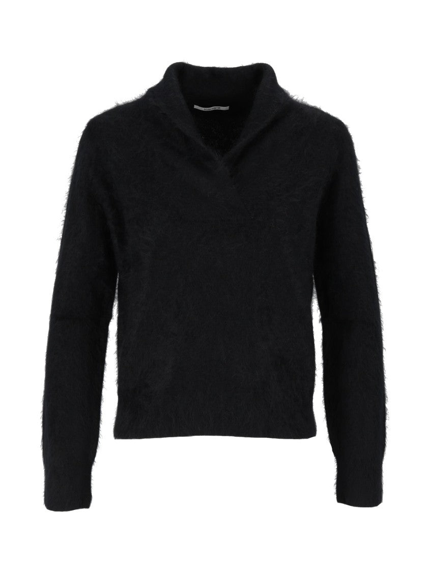 Kangra Cashmere Brushed Cashmere Long-Sleeved Shawl Collar Top