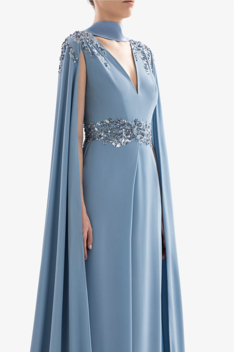 Saiid Kobeisy Crepe Dress With Cape