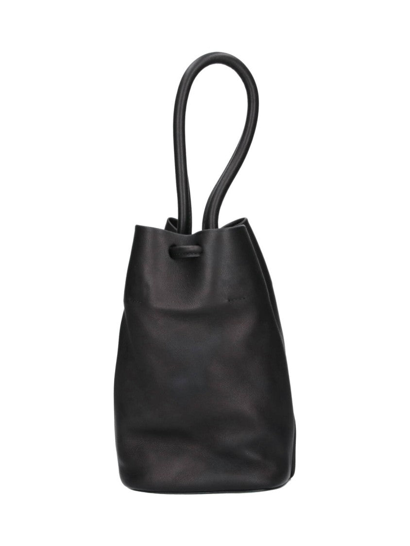 Uma Wang Black Lambskin Leather Bucket Bag