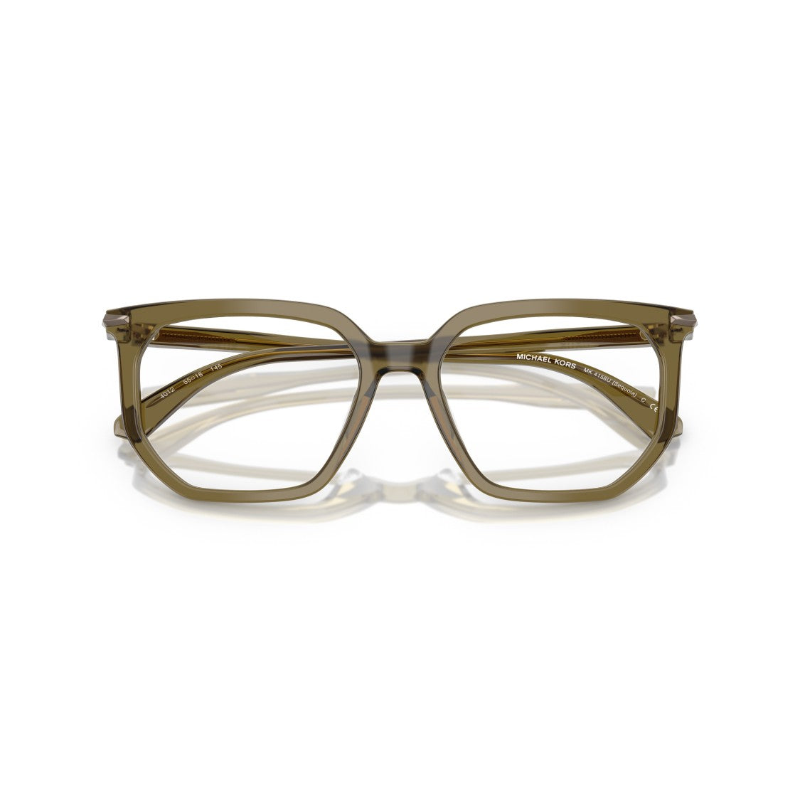 Michael Kors 0Mk4158u Geometric Transparent Olive Acetate Eyeglasses