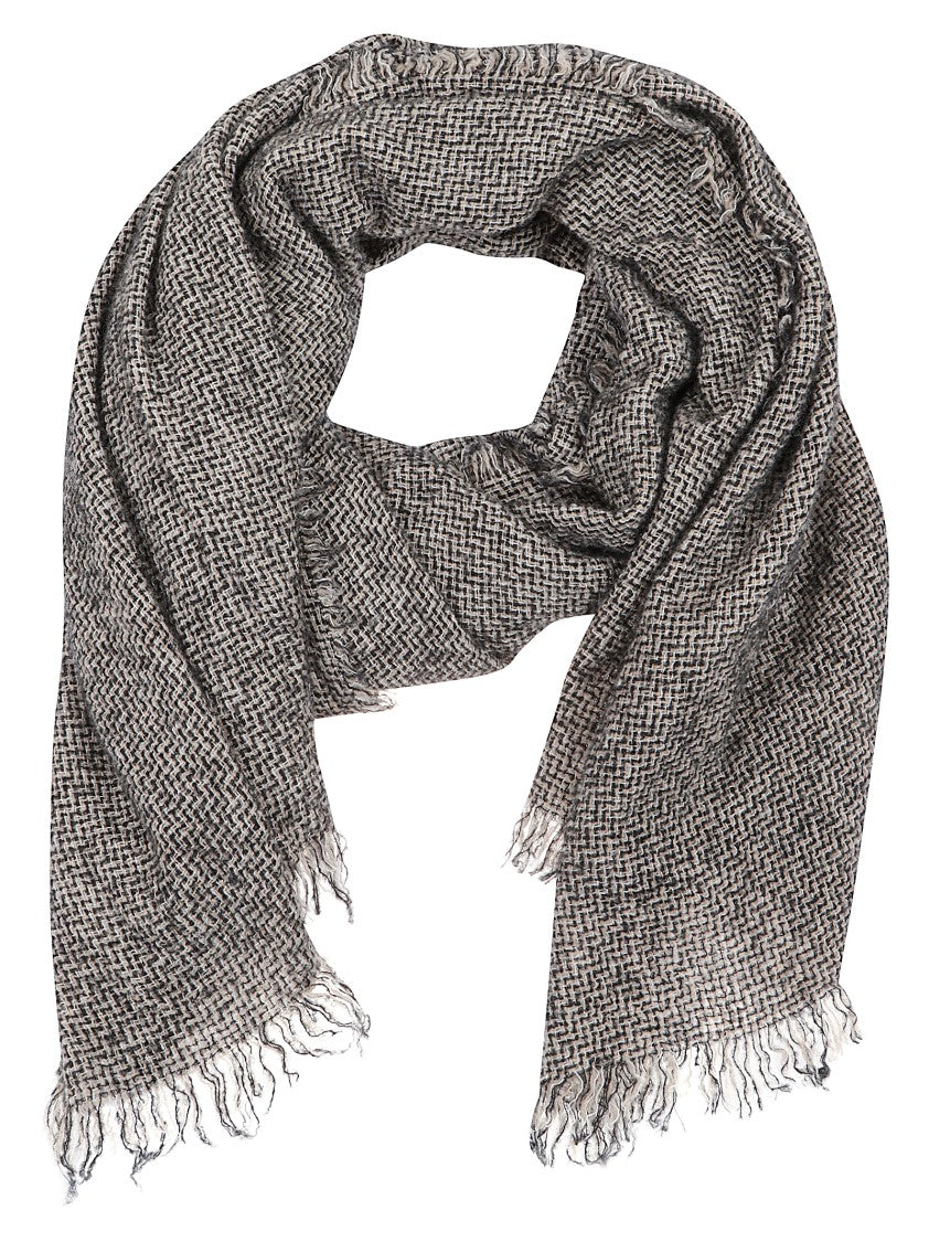Faliero Sarti Textured Cashmere-Wool Scarf With Fringed Edges