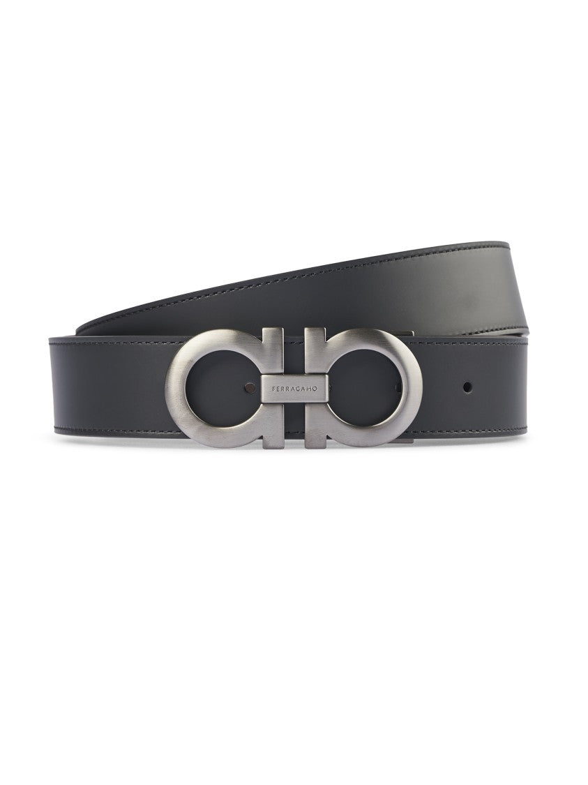 Ferragamo Reversible Leather Belt With Double Oval Buckle